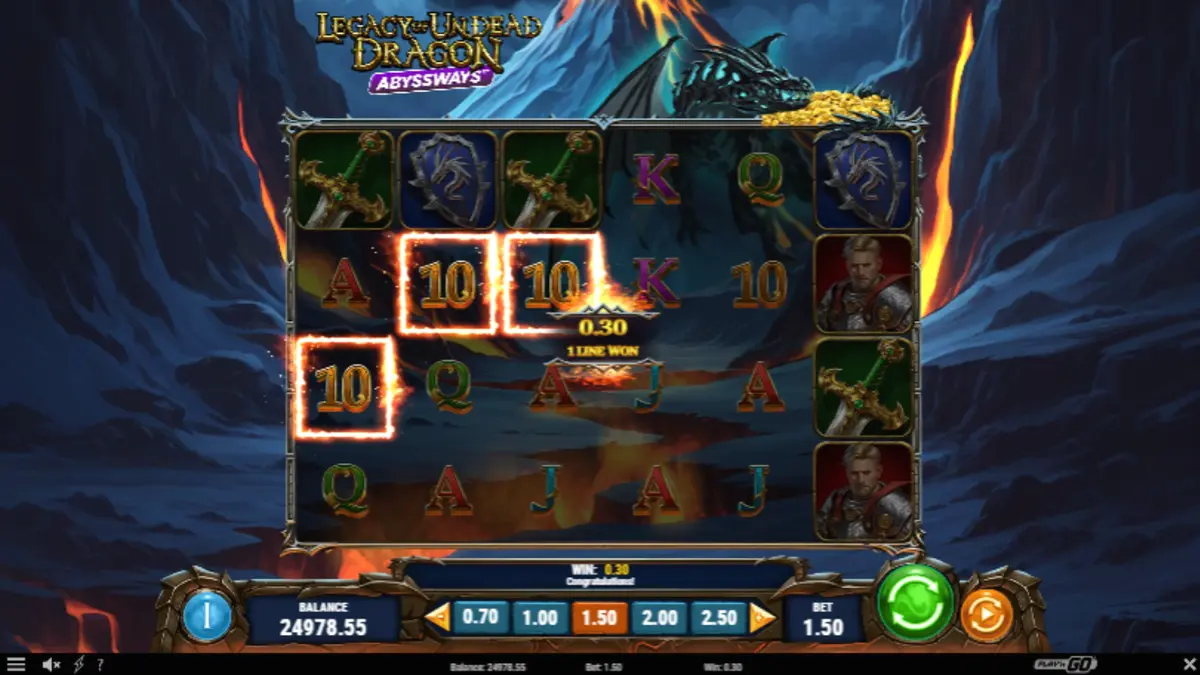 Legacy of Undead Dragon Abyssways slot gameplay screen