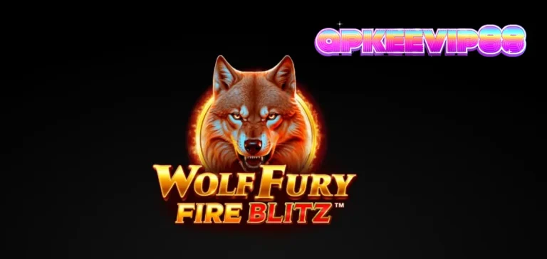 Tampilan visual slot Wolf Fury Fire Blitz dengan simbol buah dan serigala yang menyala.